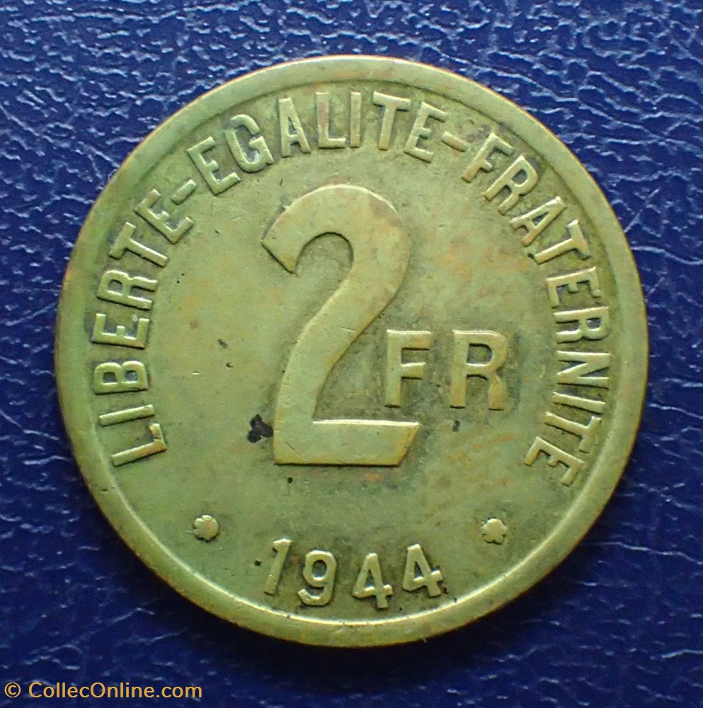 2 FRANCS France libre 1944 monnaie moderne 2 francs france libre 1944