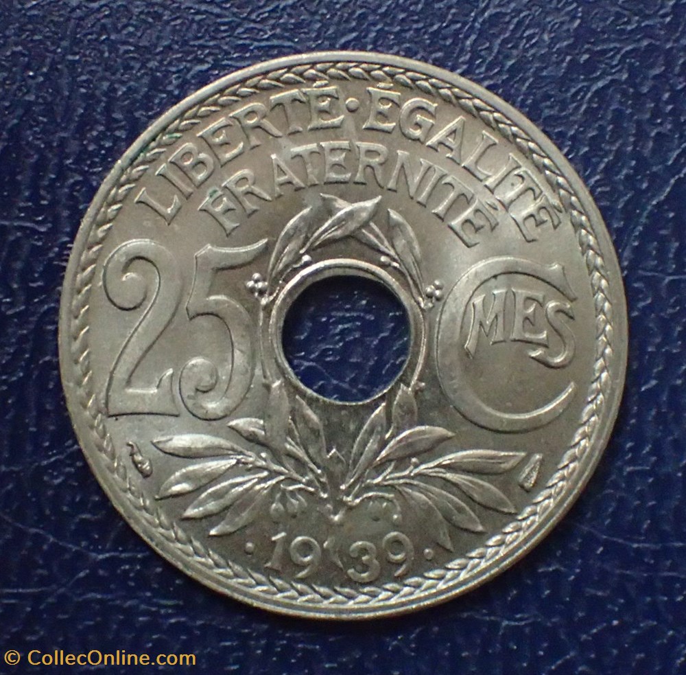 25 CENTIMES 1939 point avant et après la date monnaies france modernes 25 centimes 1939 point avant et apres la date
