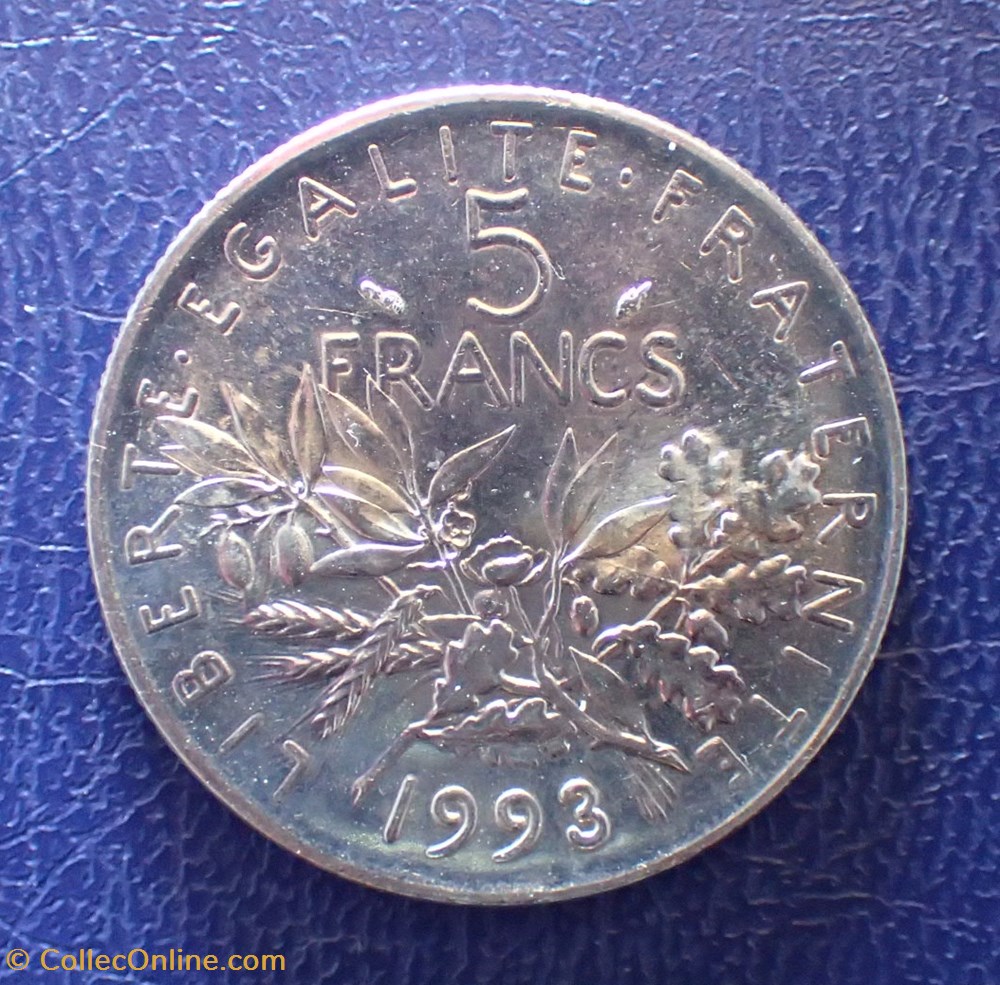 5 FRANCS 1993 Semeuse en cupro-nickel monnaie france moderne 5 francs 1993 semeuse en cupro nickel