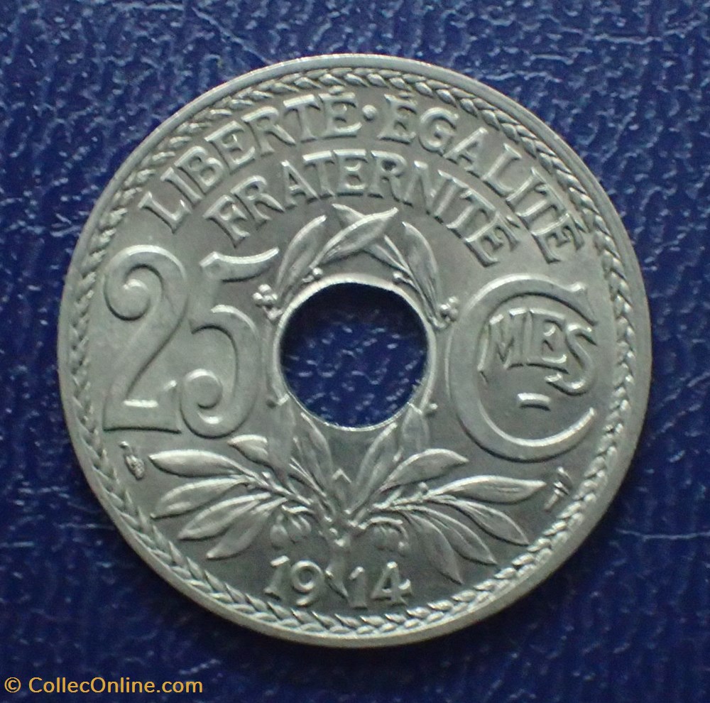 25 CENTIMES 1914 Lindauer Cmes souligné monnaies france modernes 25 centimes 1914 lindauer cmes souligne
