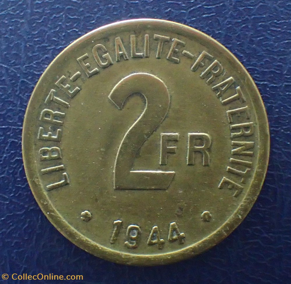 monnaie moderne 2 francs france libre 1944