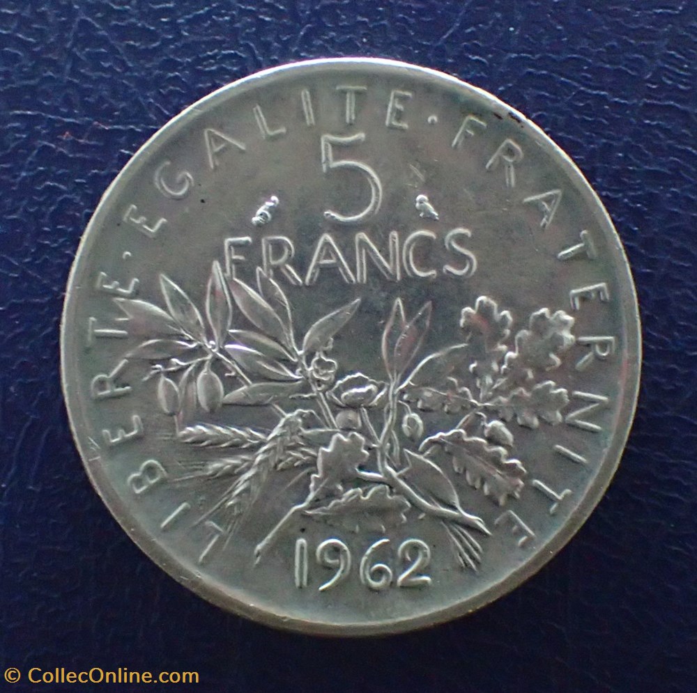 5 FRANCS 1962 Semeuse en argent monnaies monde france 5 francs 1962 semeuse en argent