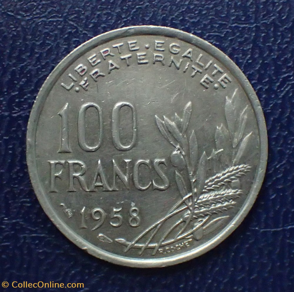 100 FRANCS 1958 Cochet monnaies france modernes 100 francs 1958 cochet