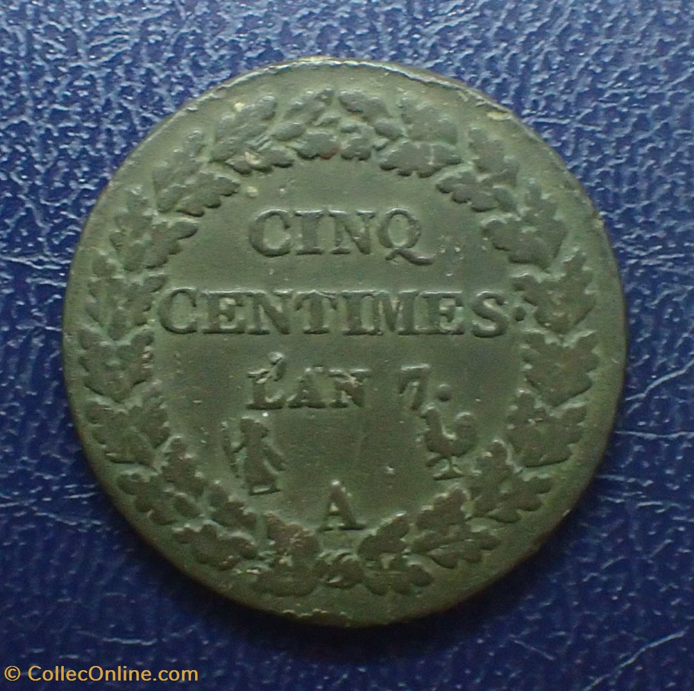 5 CENTINES An 7 A Dupré monnaies france modernes 5 centines an 7 a dupre