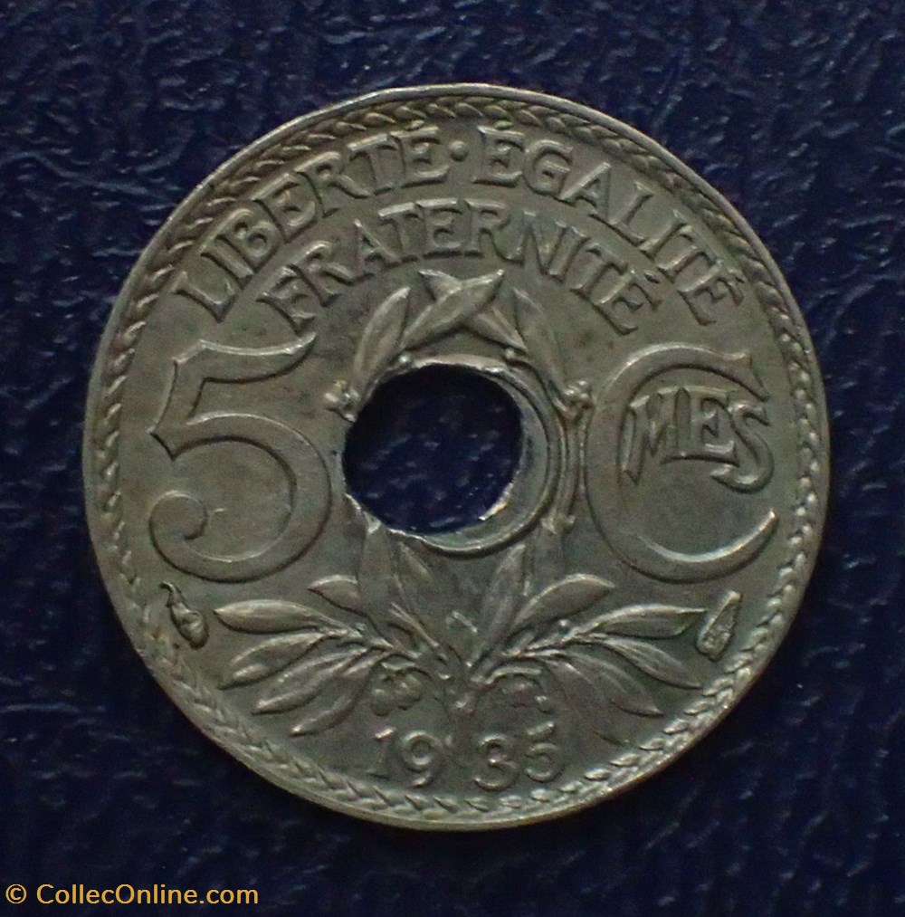 5 CENTIMES 1935 Lindauer petit module trou décentré monnaies france modernes 5 centimes 1935 lindauer petit module trou decentre