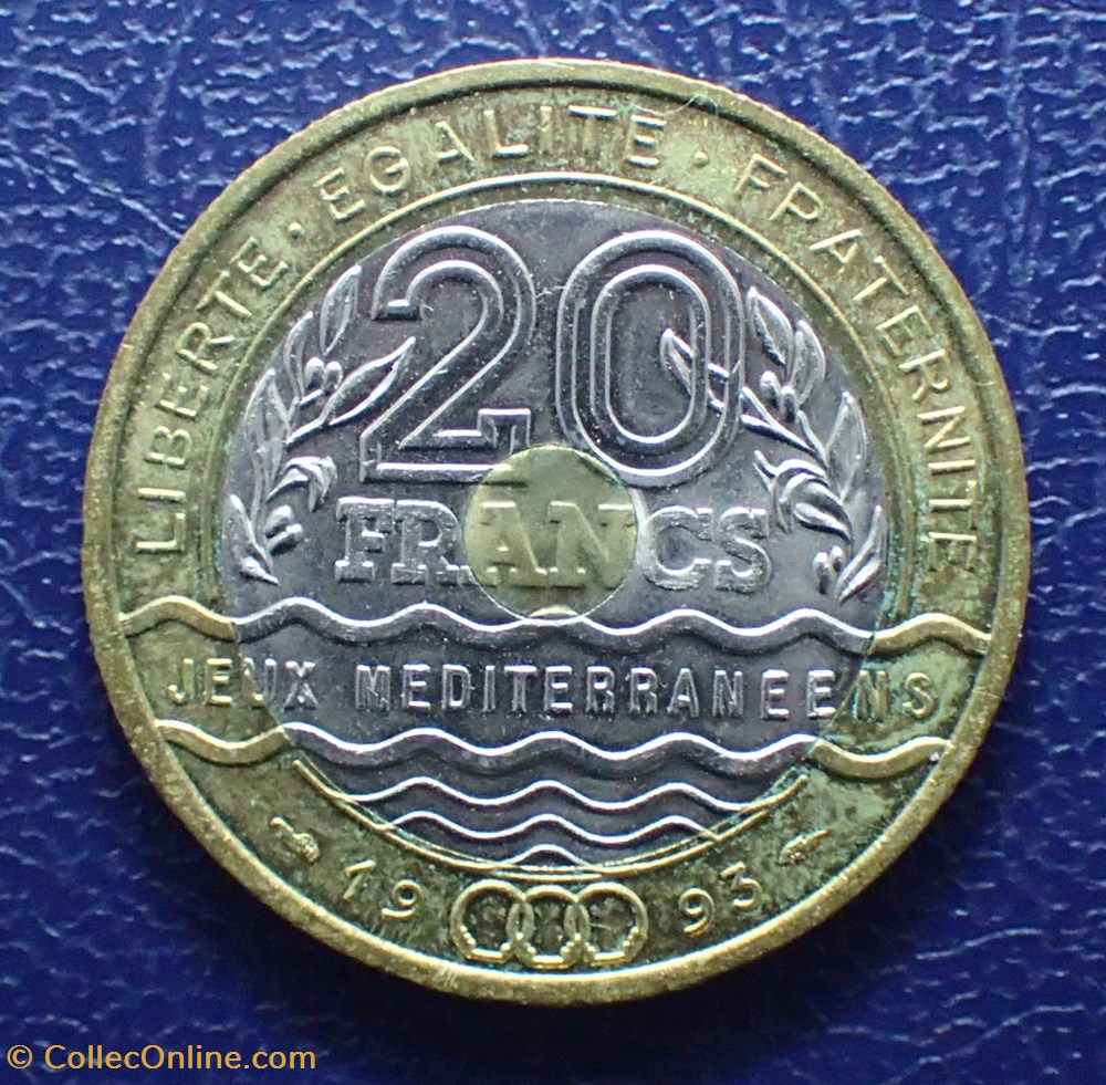 monnaie france moderne 20 francs 1993 jeux mediterraneens