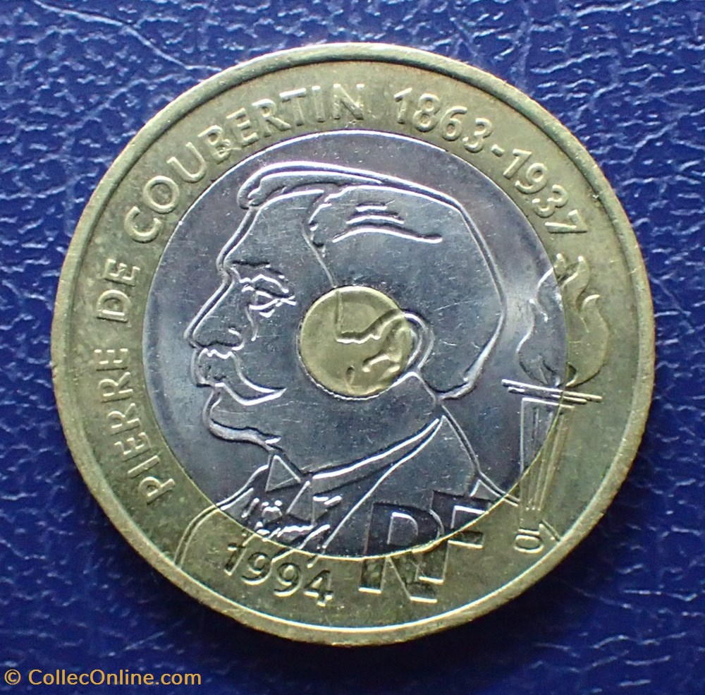 monnaie france moderne 20 francs pierre de coubertin 1994