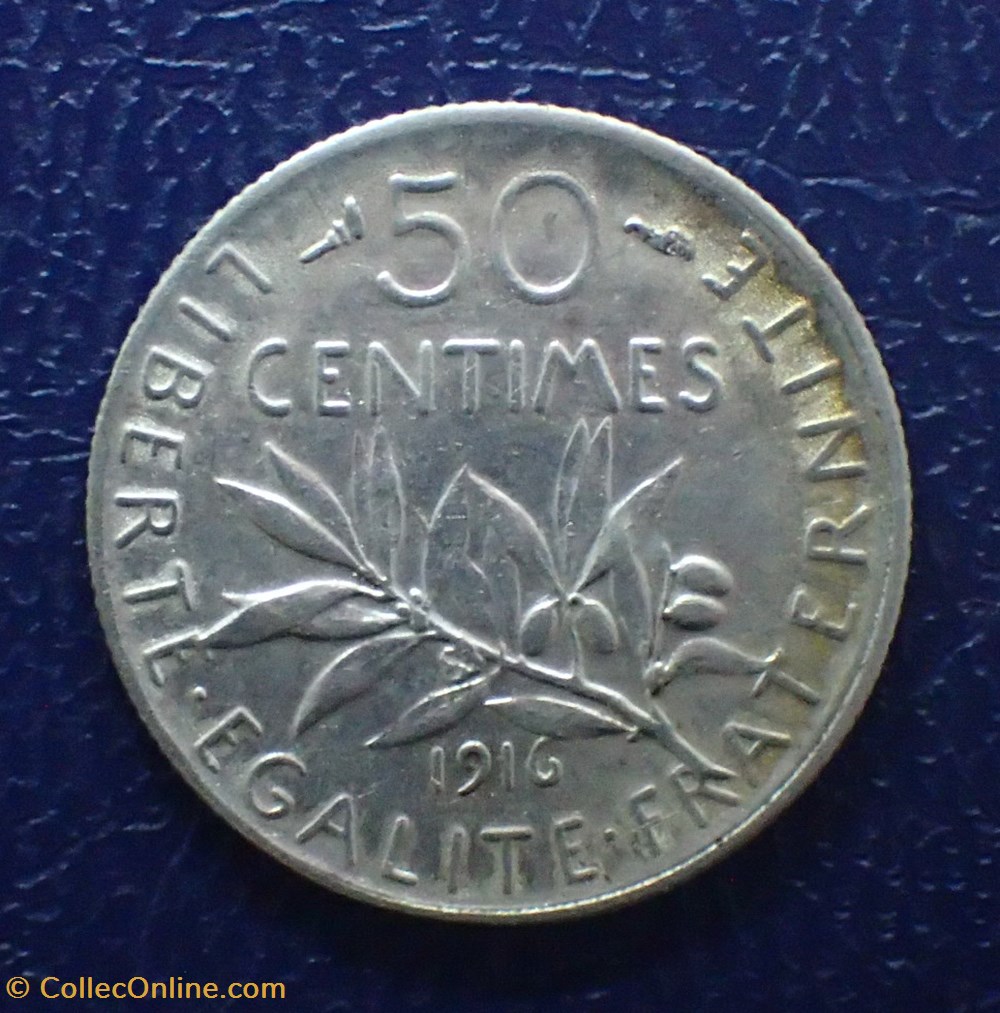 50 centimes 1916 Semeuse monnaies france a modernes 50 centimes 1916 semeuse
