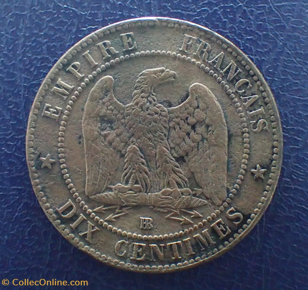 10 CENTIMES 1856 BB NAPOLEON III, tete nue monnaie france moderne 10 centimes 1856 bb napoleon iii tete nue