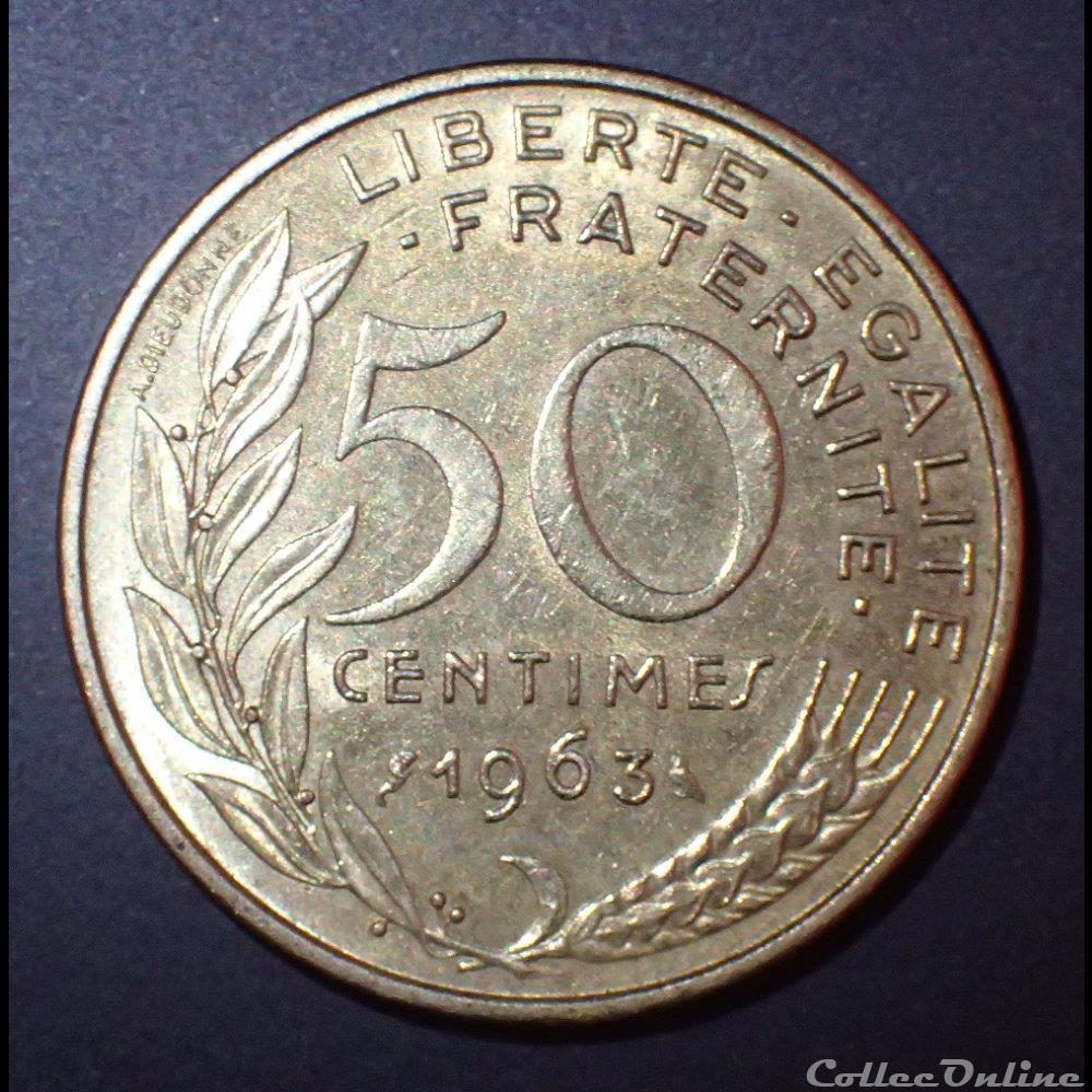 50 CENTIMES Marianne 1963 col a 3 plis monnaie france moderne 50 centimes marianne 1963 col a 3 plis