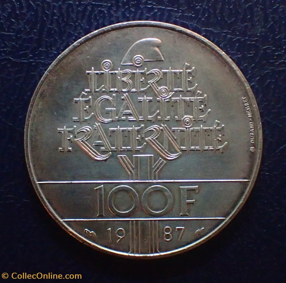 100 FRANCS 1987 Egalié La Fayette monnaies france modernes 100 francs 1987 egalie la fayette