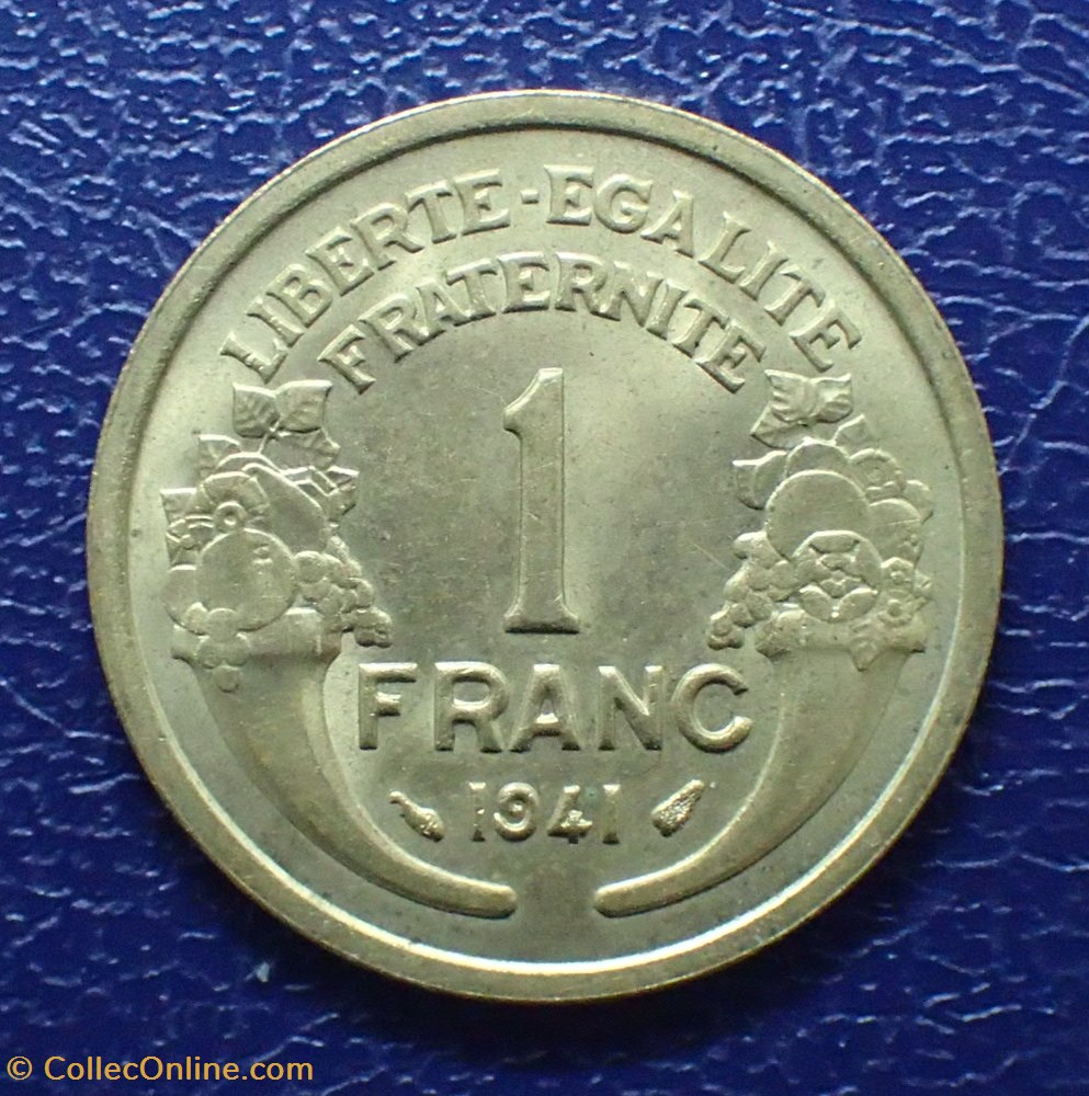 monnaie france moderne 1 franc 1941 morlon cupro aluminium