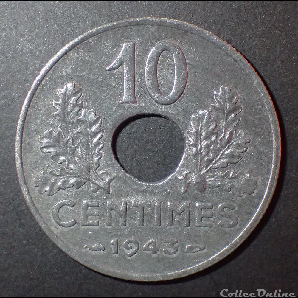 10 CENTIMES 1943 Grand module monnaie france moderne 10 centimes 1943 grand module