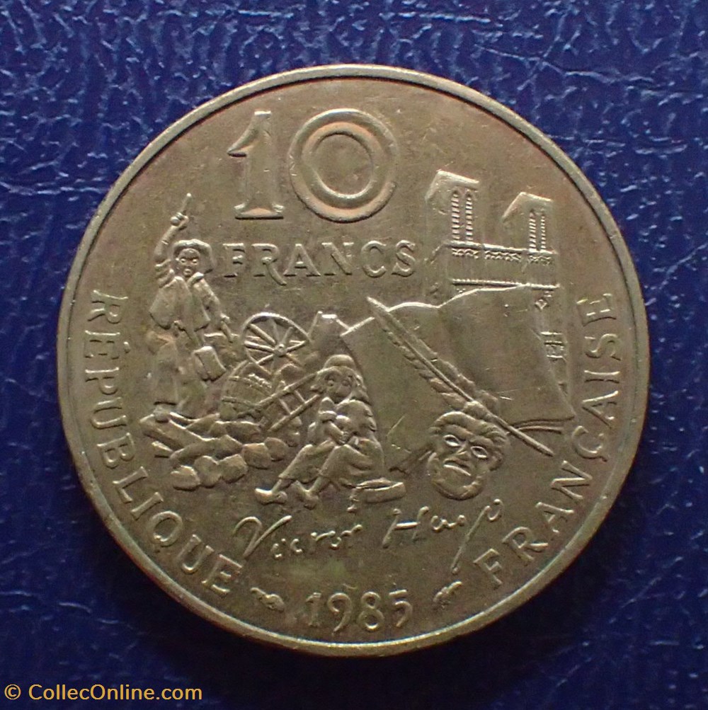 monnaies france modernes 10 francs victor hugo ecrivain 1985 tranche b