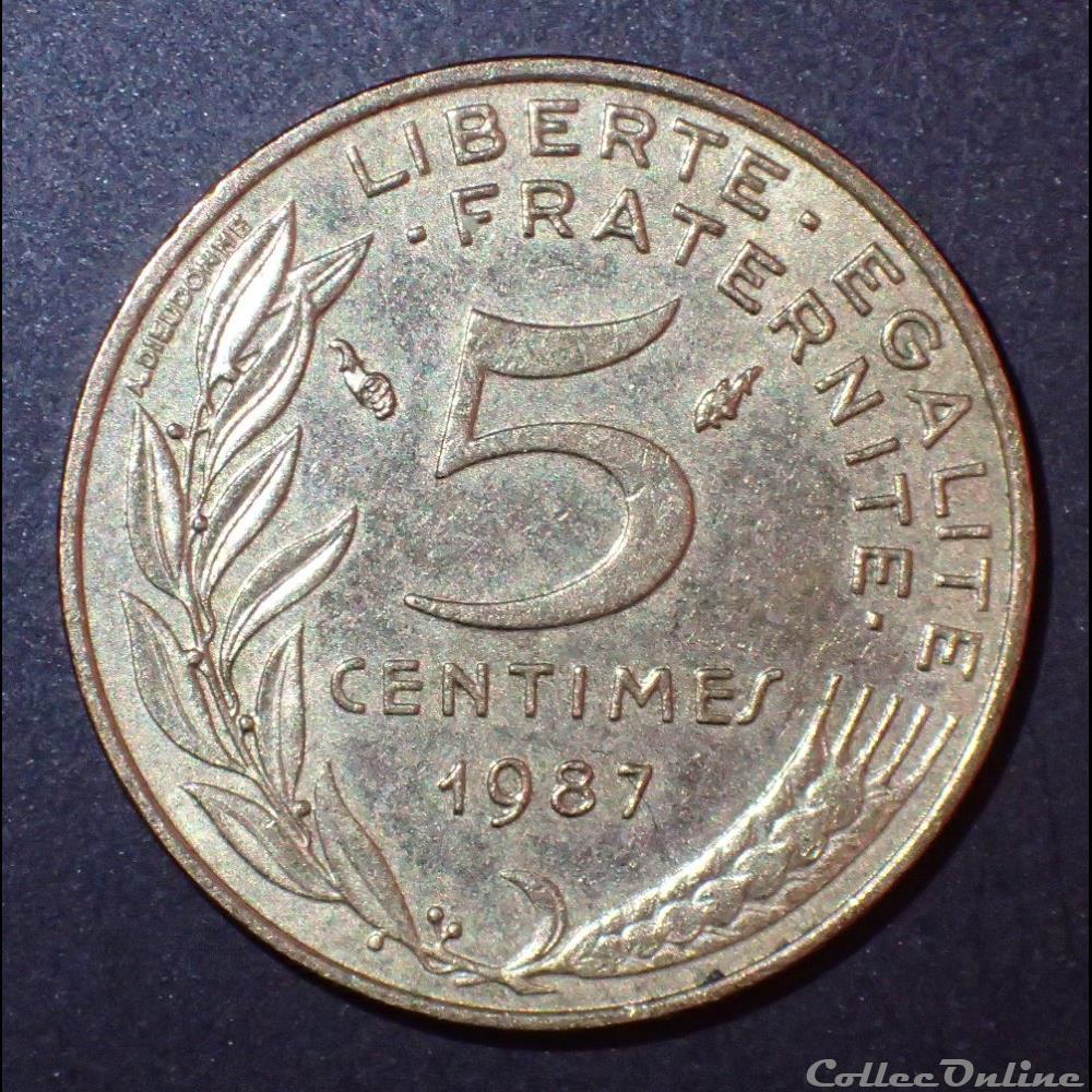 5 CENTIMES Marianne 1987 4 plis monnaie france moderne 5 centimes marianne 1987 4 plis