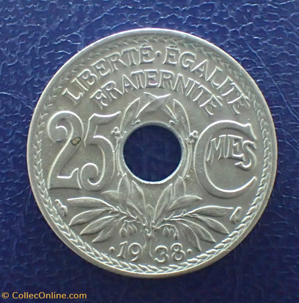 25 CENTIMES 1938 point avant et après la date monnaie france moderne 25 centimes 1938 point avant et apres la date