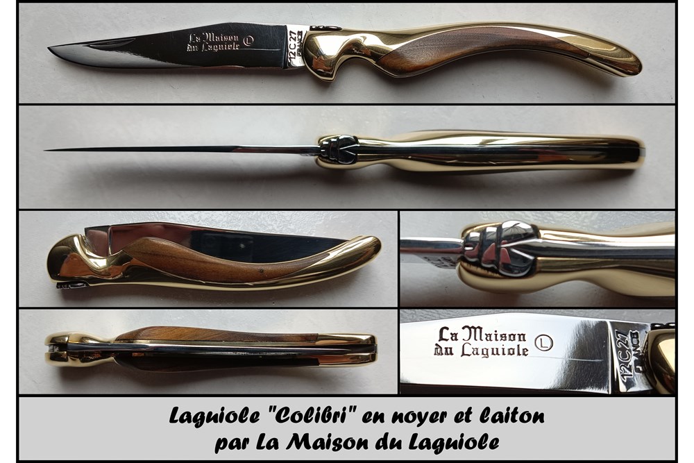 Le Colibri 12cm noyer et laiton (La maison du Laguiole) couteaux le colibri 12cm noyer et laiton la maison du laguiole