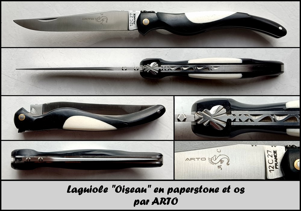 couteaux arto oiseau paperstone et os
