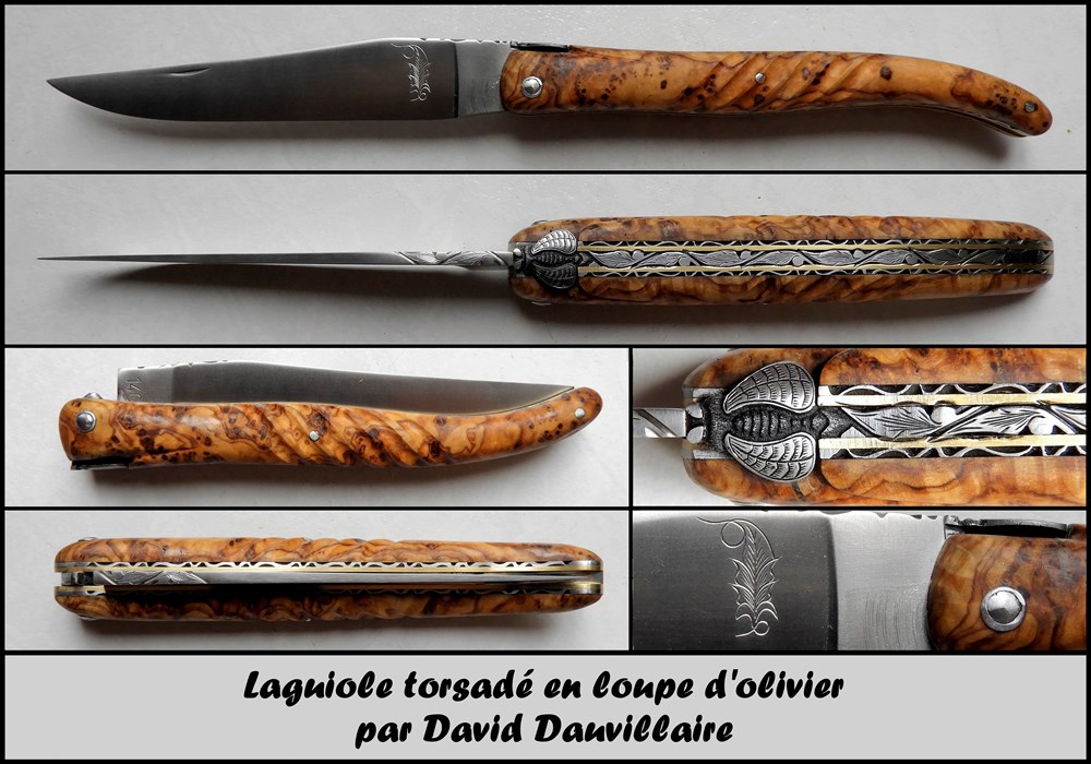 David Dauvillaire - Loupe d'olivier torsadé couteaux david dauvillaire loupe olivier torsade