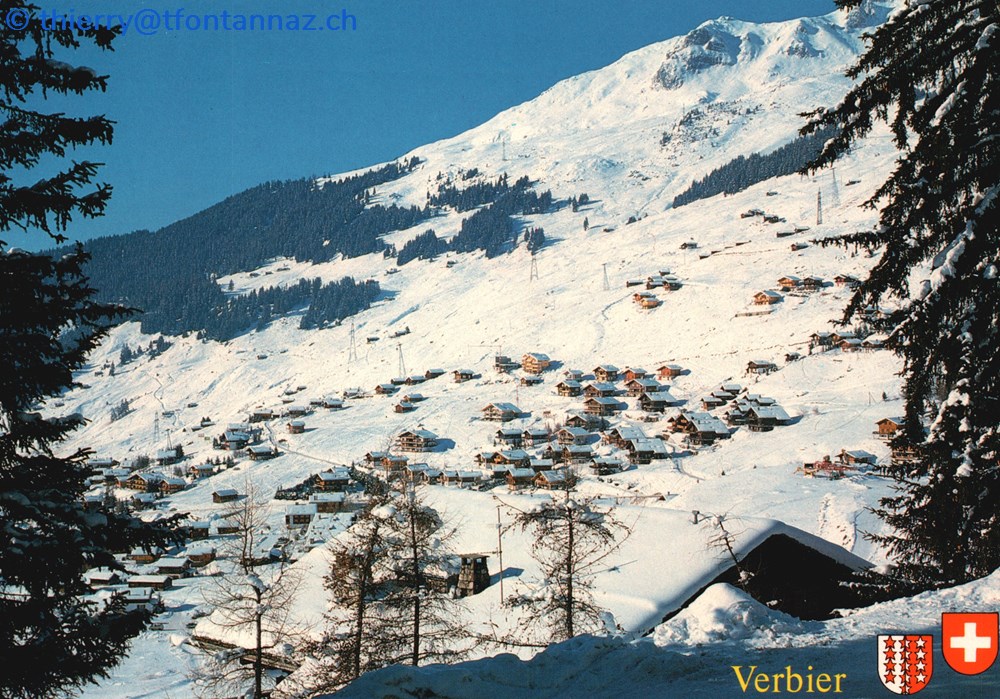 cartes postales europe suisse verbier vue hivernale en direction du sonalon v127