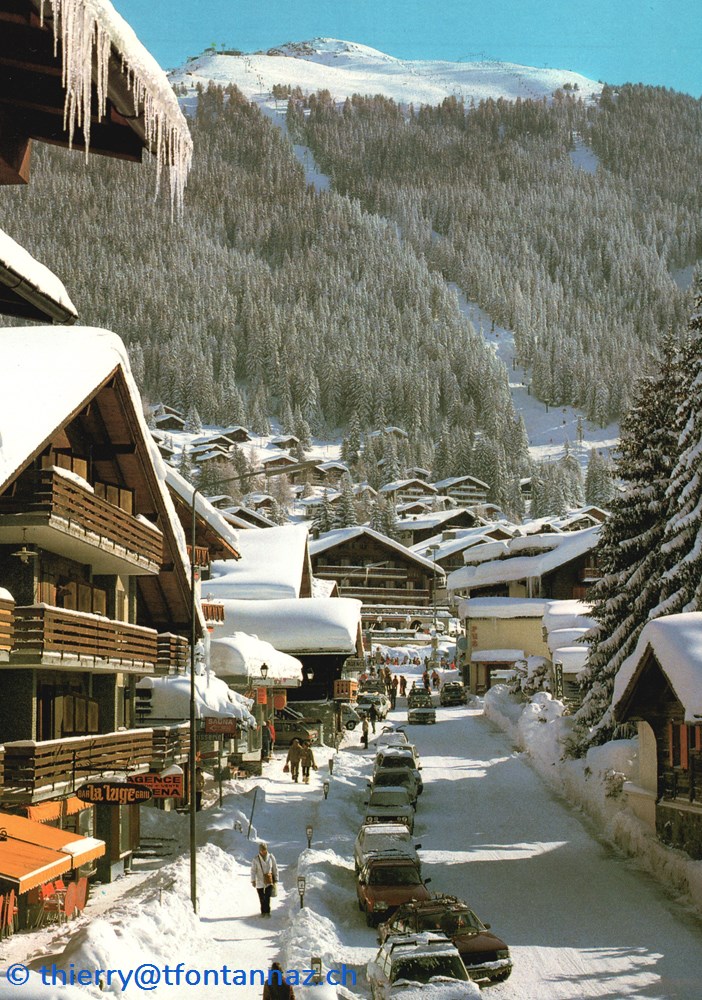cartes postales europe suisse verbier rue centrale et les ruinettes v018