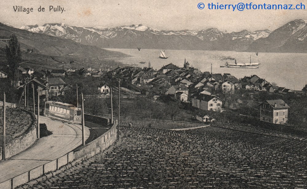 cartes postales europe suisse pully tram sur avenue de lavaux p022