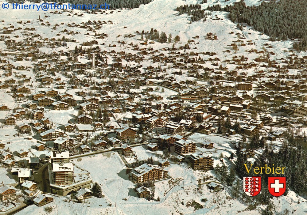Verbier, vue aérienne en hiver (#V107) cartes postales europe suisse verbier vue aerienne en hiver v107