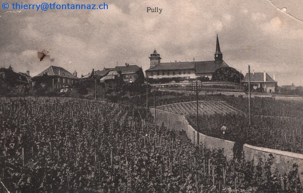 cartes postales europe suisse pully eglise et le prieure depuis les vignes p040