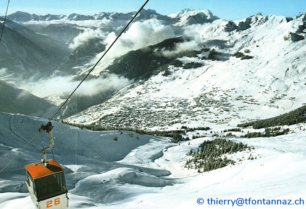 Verbier, télécabine des Attelas 2 avec les pistes de la Combe (#V074) cartes postales europe suisse verbier telecabine des attelas 2 avec les pistes de la combe v074