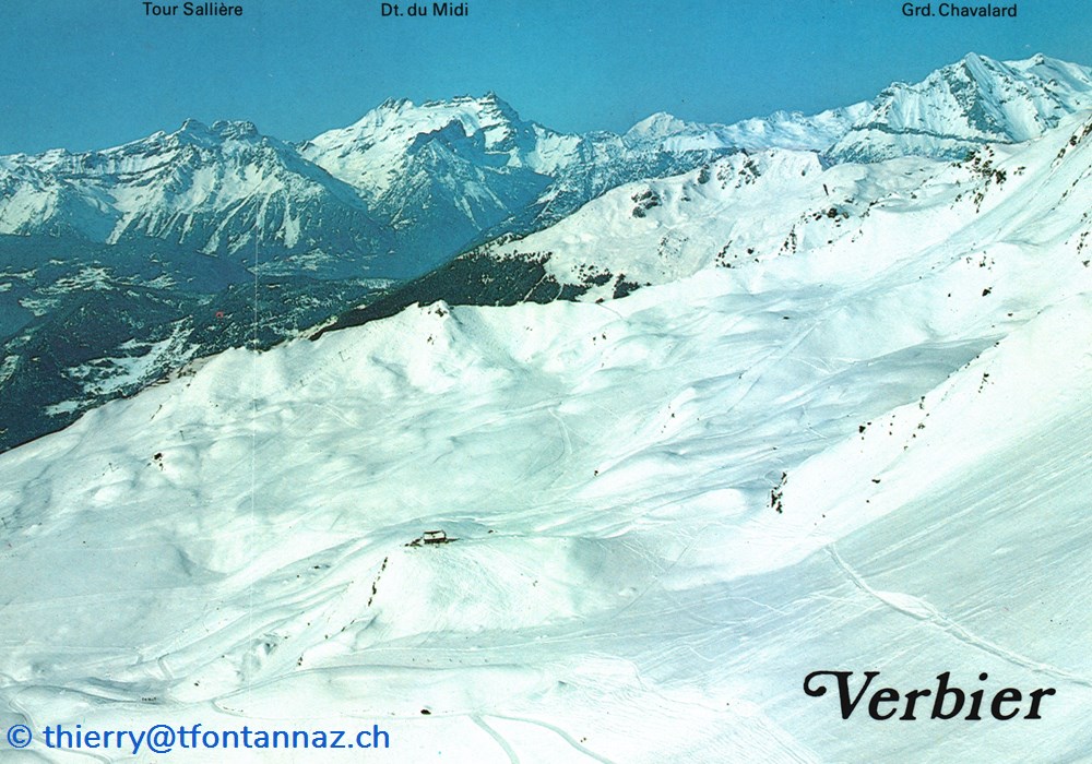 Verbier, pistes de ski avec la Cabane Mt Fort (#V072) cartes postales europe suisse verbier pistes de ski avec la cabane mt fort v072