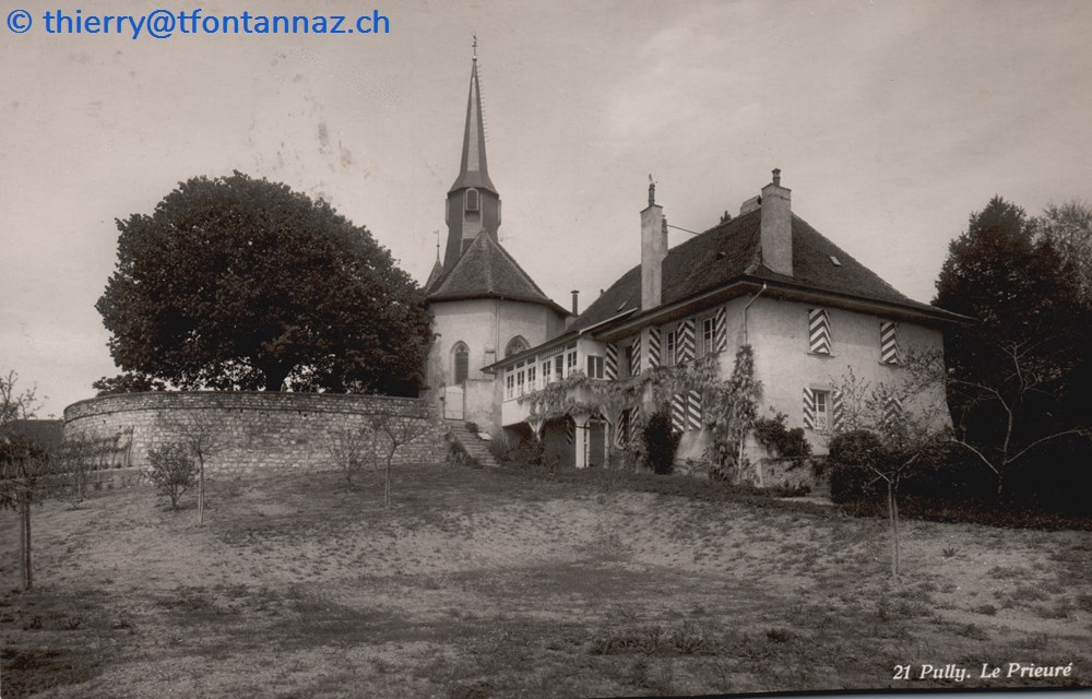 Pully, église et cure depuis les vignes (#P015) cartes postales europe suisse pully eglise et cure depuis les vignes p015