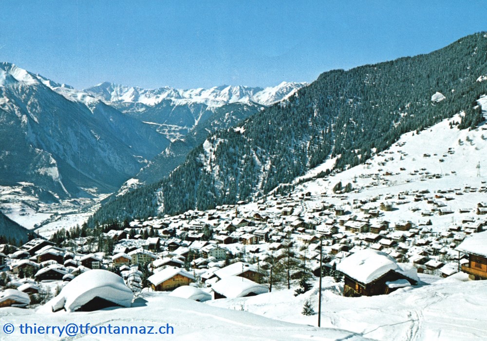 cartes postales europe suisse verbier vue de la station sous la neige avant eglise v046