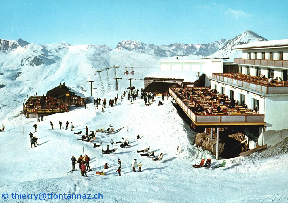 cartes postales europe suisse verbier restaurants et terrasses des ruinettes v064