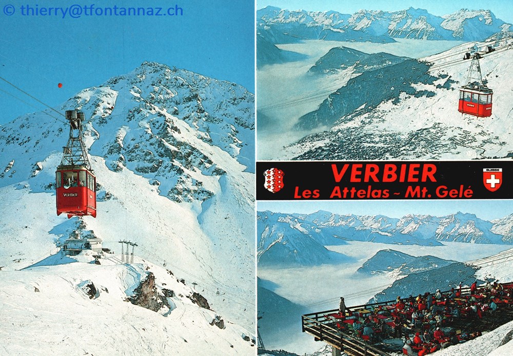 Verbier, carte avec 3 photos depuis les Attelas (#V079) cartes postales europe suisse verbier carte avec 3 photos depuis les attelas v079