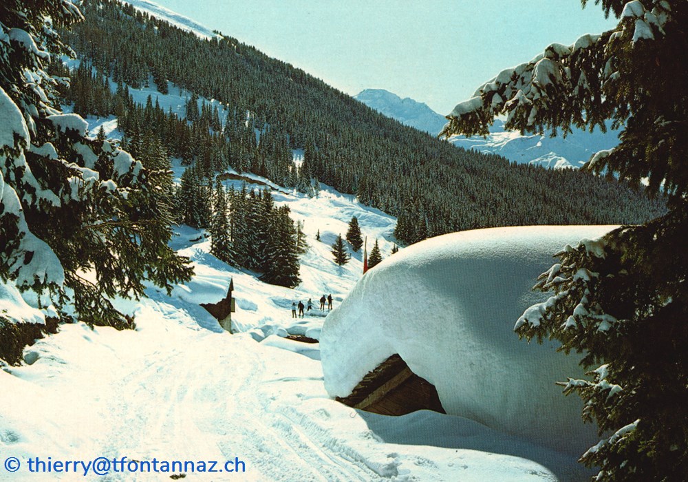 Verbier, en bas de la route Savoleyres-Carrefour (#V111) cartes postales europe suisse verbier en bas de la route savoleyres carrefour v111