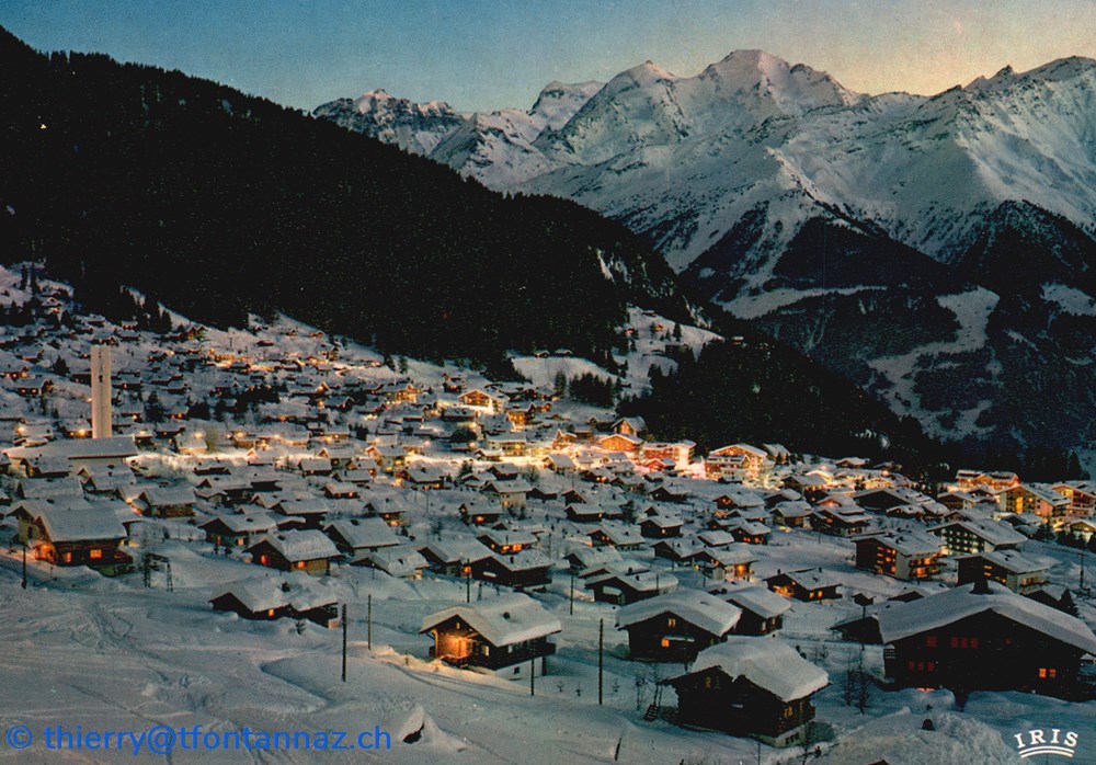 Verbier, vue de nuit depuis les Moulins vers les Combins (#V066) cartes postales europe suisse verbier vue de nuit depuis les moulins vers les combins v066