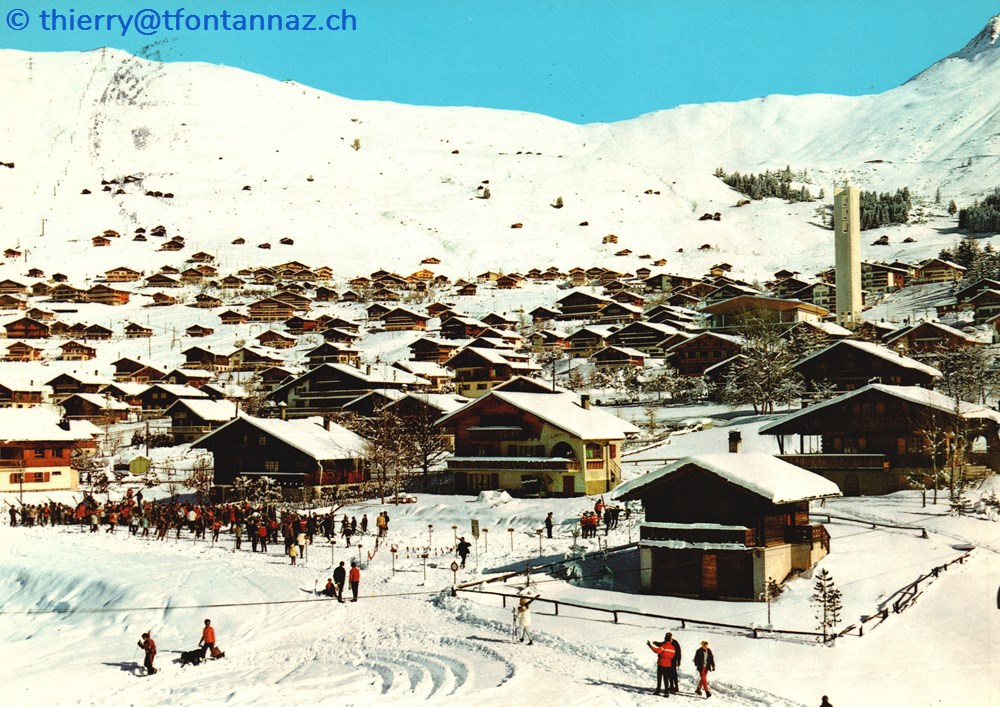 Verbier, vue partielle de la station et école de ski (#V026) cartes postales europe suisse verbier vue partielle de la station et ecole de ski v026