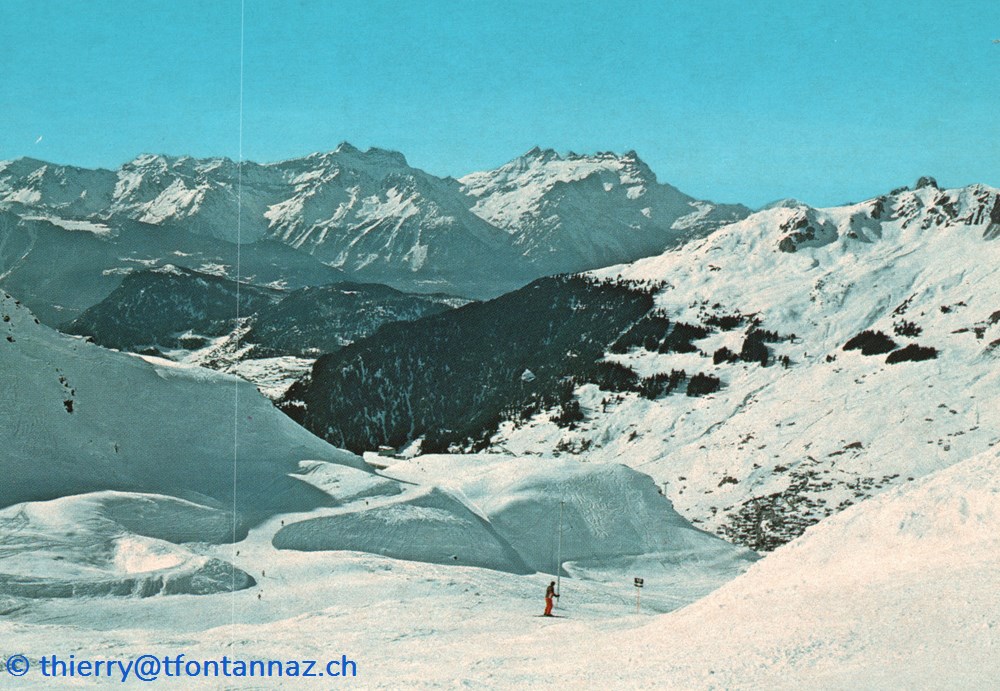 cartes postales europe suisse verbier piste de ski attelas ruinettes v073