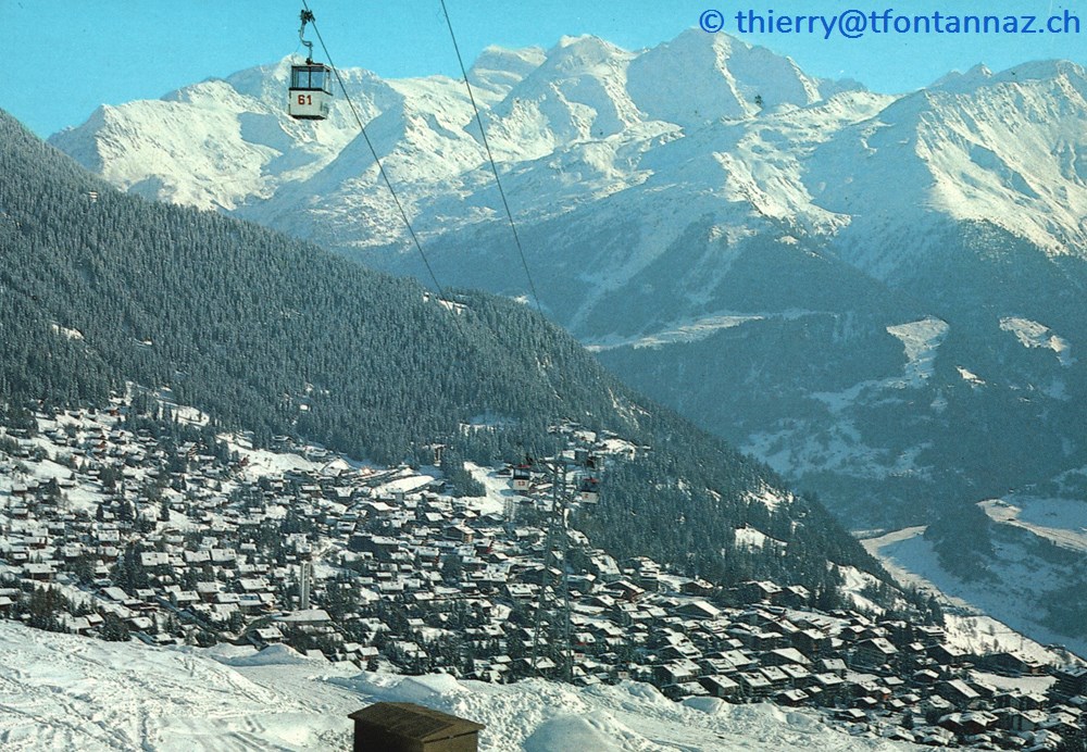 Verbier, télécabine de Savoleyres, station et Combins (#V093) cartes postales europe suisse verbier telecabine de savoleyres station et combins v093