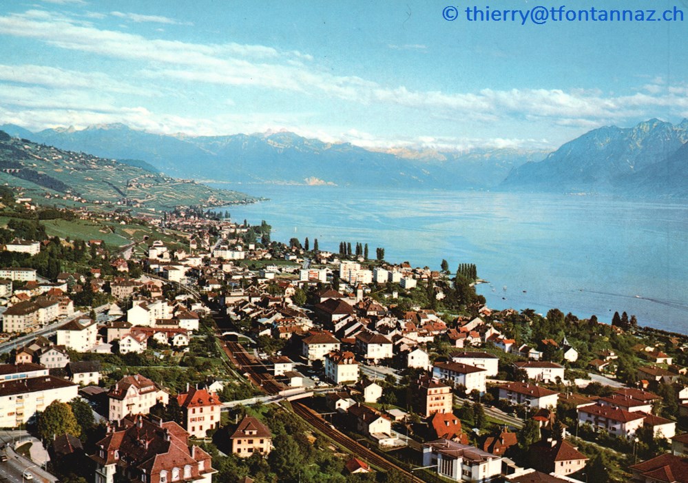 cartes postales europe suisse pully vue aerienne generale lac leman et les alpes p001