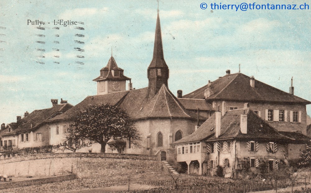 cartes postales europe suisse pully eglise le prieure et la cure depuis les vignes p019