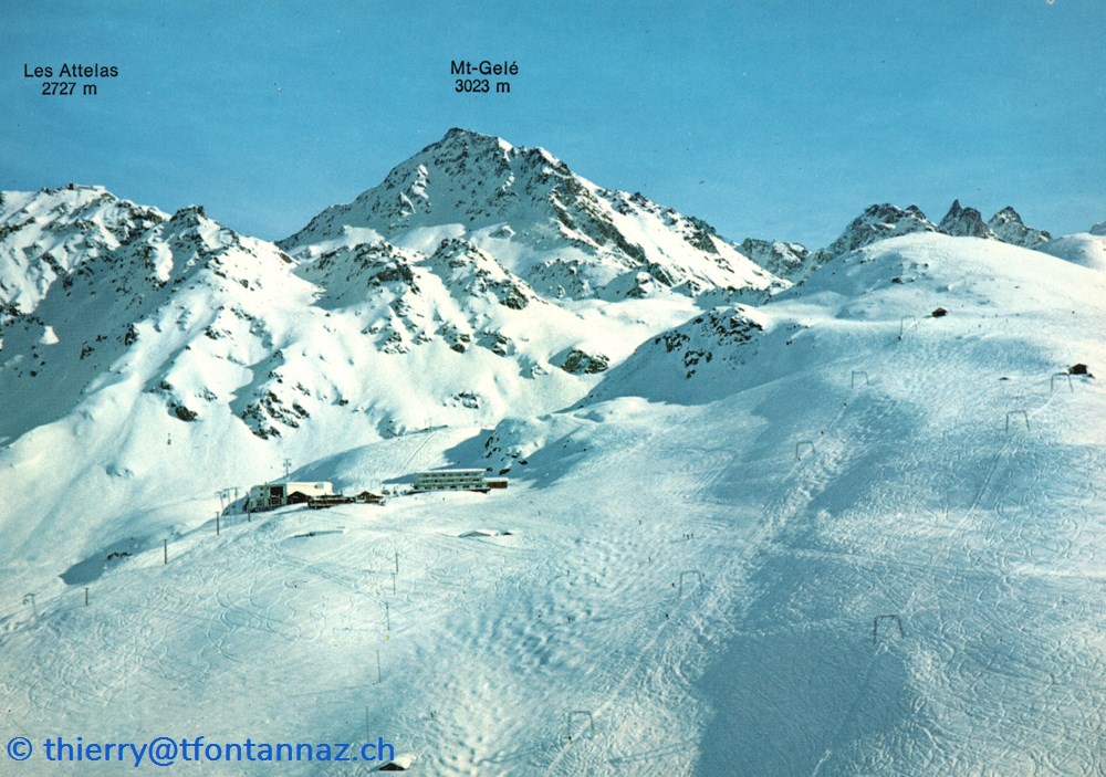 cartes postales europe suisse verbier restaurant et pistes de ski des ruinettes v013