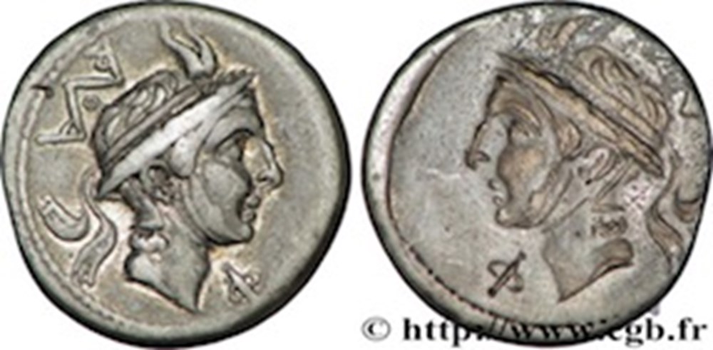 (- 113 - 112) Marcia incuse' monnaies antiques romaines imperiales et republicaines 113 112 marcia incuse