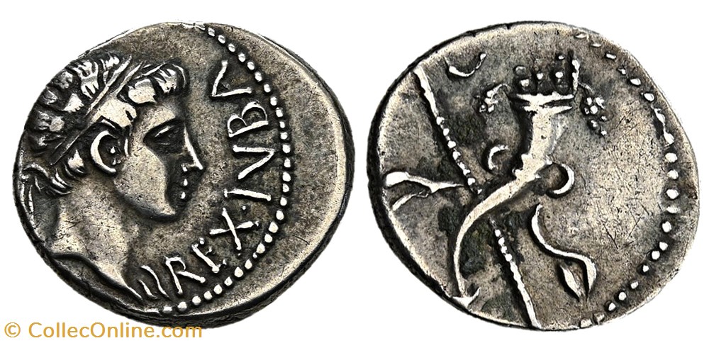 Denier - JUBA II (20 avant J.-C. à 20 après J.-C.) monnaie antique jc grecque denier juba ii 20 avant j c a 20 apres j c