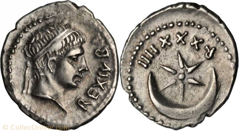 Denier - JUBA II (13 après J.-C.) monnaie antique av jc grecque denier juba ii 13 apres j c