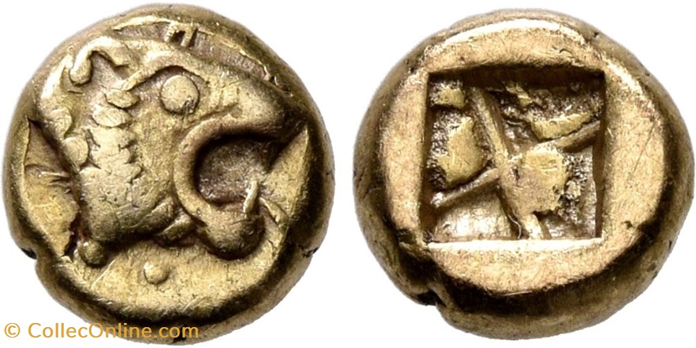 IONIE ou CARIE : 1/24 stater - 540 – 535 avant J.-C. monnaies antiques grecques ionie ou carie 1 24 stater 540 535 avant j c