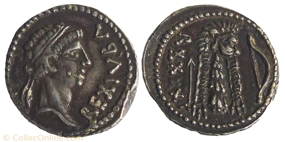 Denier - JUBA II (16 après J.-C.) monnaie antique av jc grecque denier juba ii 16 apres j c