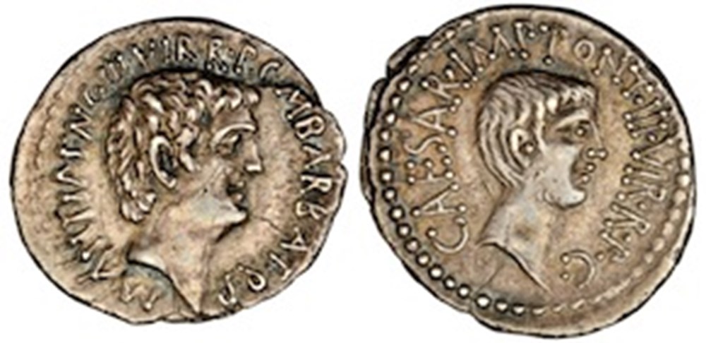 (- 041) Marc-Antoine & Octave' monnaies antiques romaines imperiales et republicaines 041 marc antoine octave