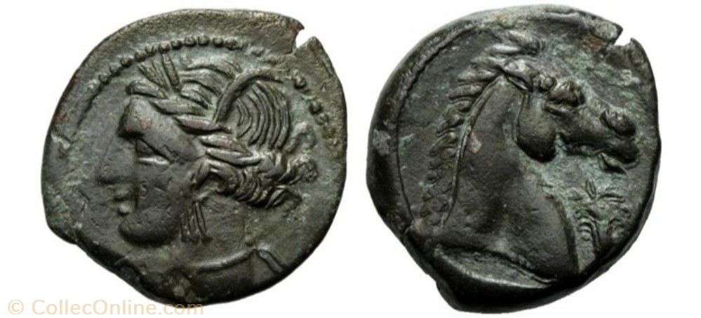 monnaie antique jc ap grecque carthage unite de bronze 300 a 264 avant j c