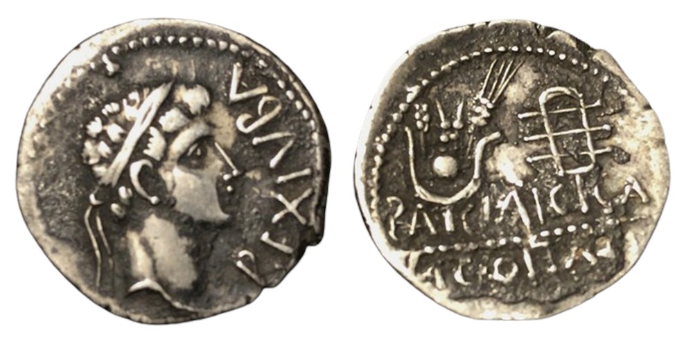 (- 019 + 006) Juba II""""" monnaies antiques grecques 019 006 juba ii
